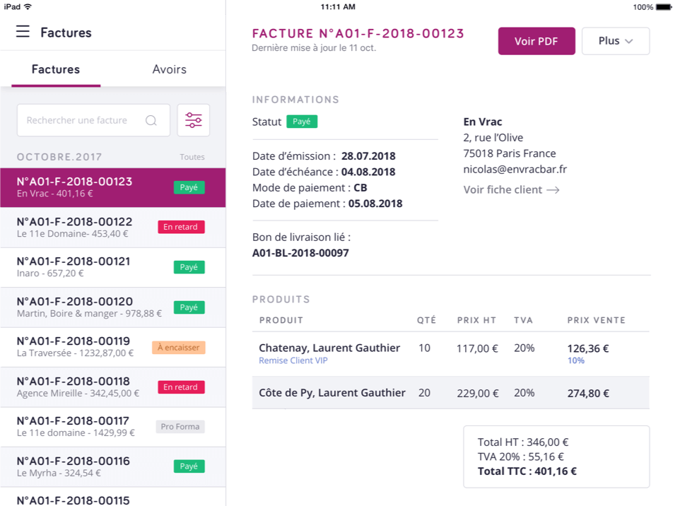 gestion des ventes aux professionnels