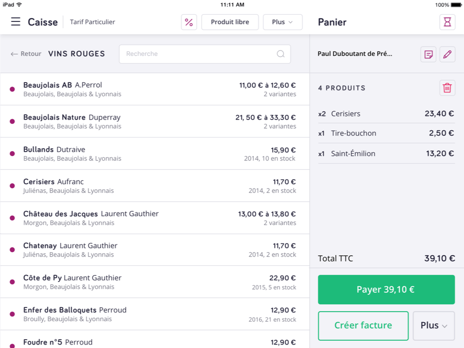 encaissement en magasin