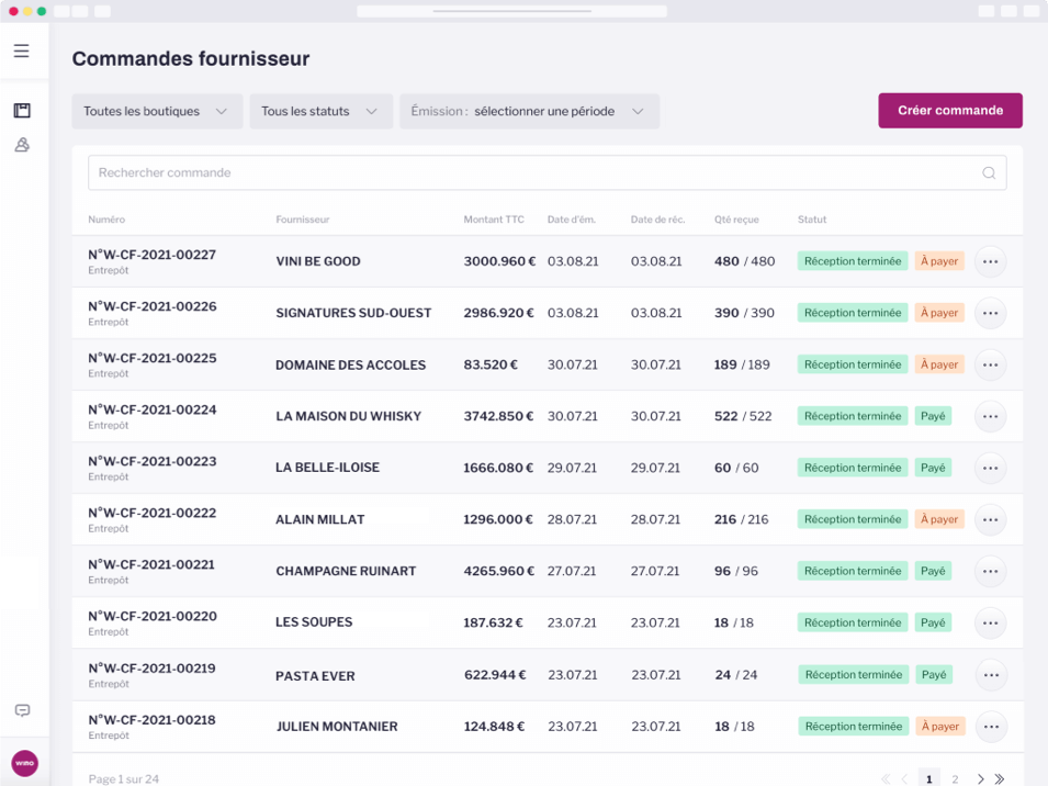 gestion commande fournisseur