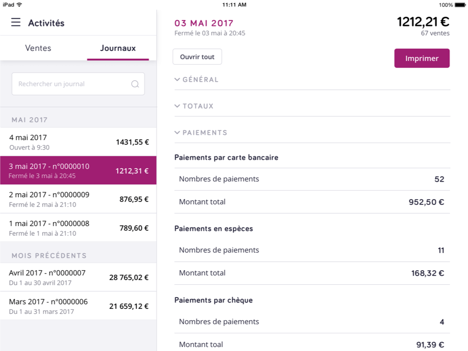 contrôle des activités