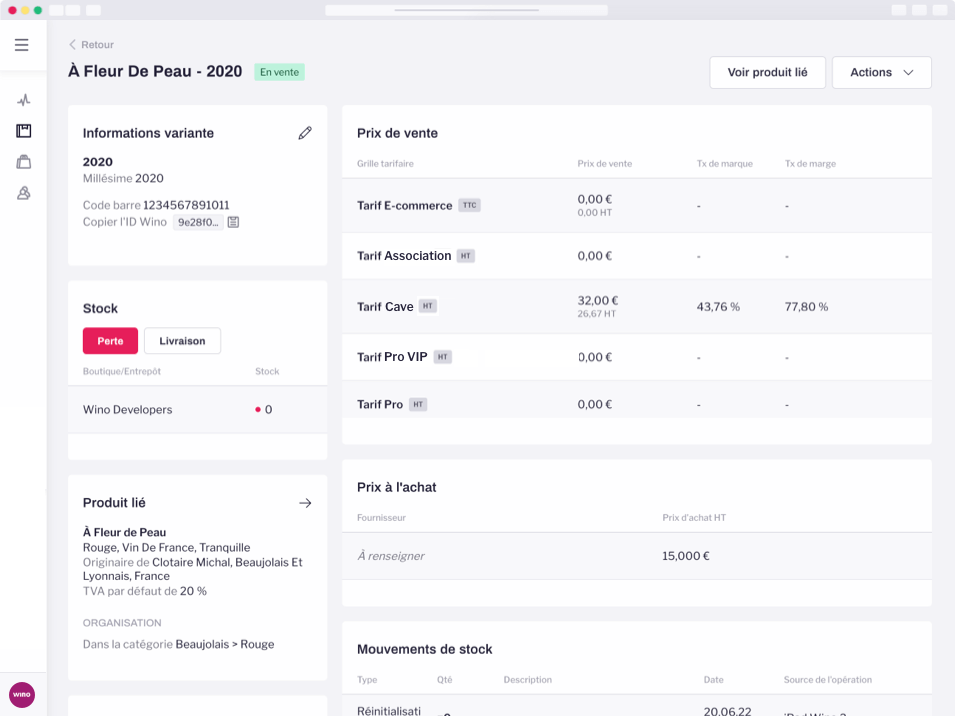 Catalogue produits caviste